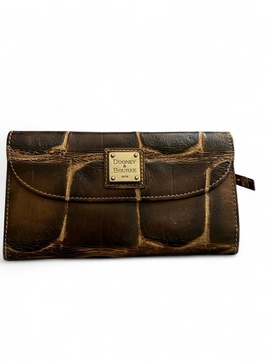 Dooney & Bourke Handbags - Dooney & Bourke Brown Croc-Embossed Leather Continental Wallet